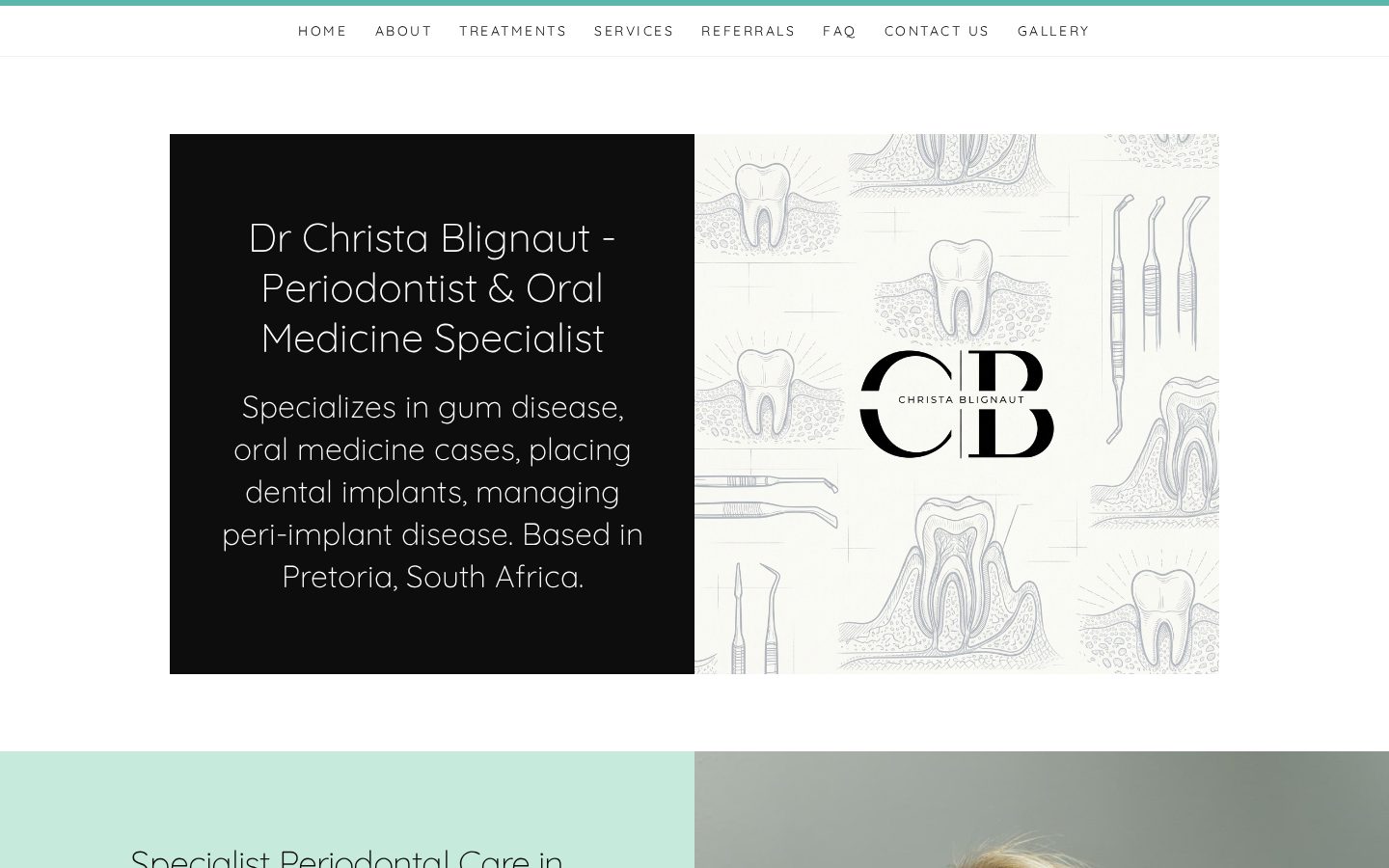 Pretoria Periodontist website homepage